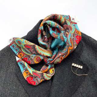 Boho-chic 100% Bandana Silk Scarf Square | Silk Neckerchief