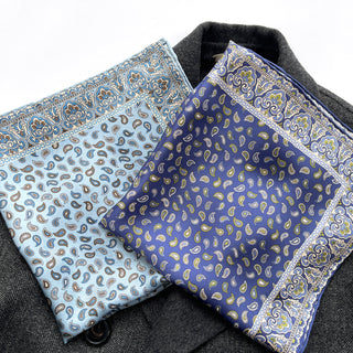 paisley silk neckerchiefs/bandanas in rich blue and sky blue