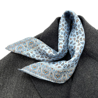 a paisley pattern silk neckerchief/bandana in sky blue