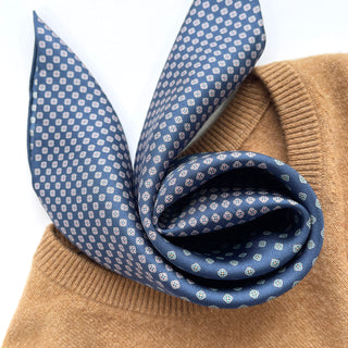 Men's Four-Leaf Clover Silk Scarf | Hand-rolled 100% Silk Neckerchief & Square