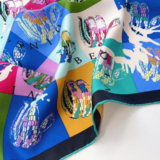 Vibrant Bandana Silk Scarf for Women & Men | Unisex Silk Neckerchief