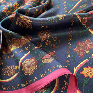 68cm Vintage Vibe Square Silk Scarf | Silk Neckerchief | Silk Bandana | Silk Hair Scarf