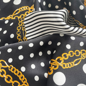 53cm Black and White Polka Dot Small Square Silk Scarf for Women | Silk Neckerchief | Silk Bandana | Silk Head Scarf