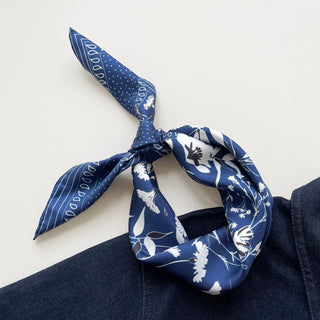 65 Unisex Classic Blue Silk Square Scarf | Men's Silk Neckerchief | Silk Bandana Men | Silk Neck Scarf