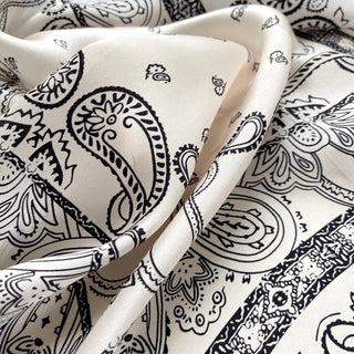 Light Beige Elegant Paisley Silk Scarf - 65cm Women's Bandana Scarf