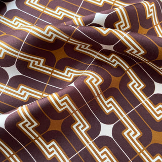 Amber Taupe Retro '70s Silk Scarf - 65cm Hand-rolled Men's Neckerchief