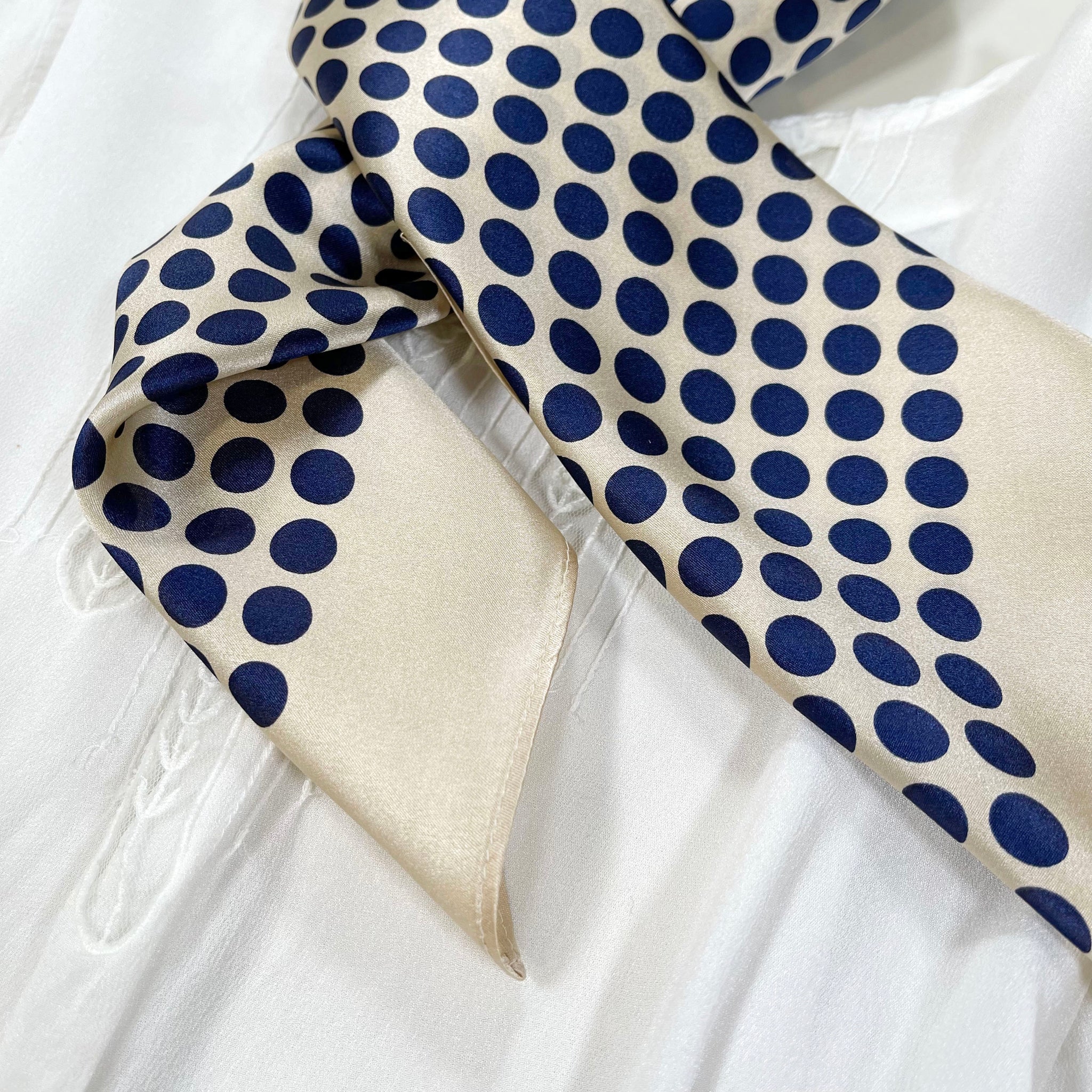 Classic Polka Dots Pattern 100% Silk Bandana Scarf | Silk Hair Scarf | Silk Neckerchief | Silk Square Scarf