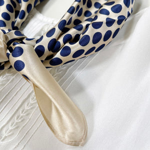 Classic Polka Dots Pattern 100% Silk Bandana Scarf | Silk Hair Scarf | Silk Neckerchief | Silk Square Scarf