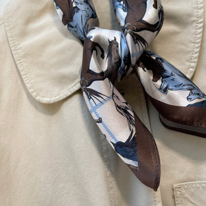 Horse Print 100% Silk Bandana Scarf | Silk Neckerchief | Small Silk Scarf | Silk Neck Scarf