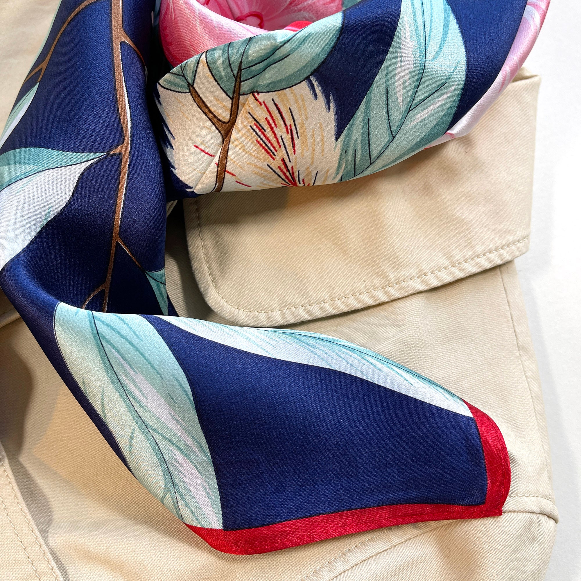 Hydrangea Print 90x90cm Large Silk Scarf | Silk Head Scarf | Silk Shawl