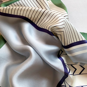 Geometric 100% Silk Neckerchief | Silk Bandana | Silk Hair Scarf | Small Silk Scarf