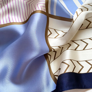 Geometric 100% Silk Neckerchief | Silk Bandana | Silk Hair Scarf | Small Silk Scarf
