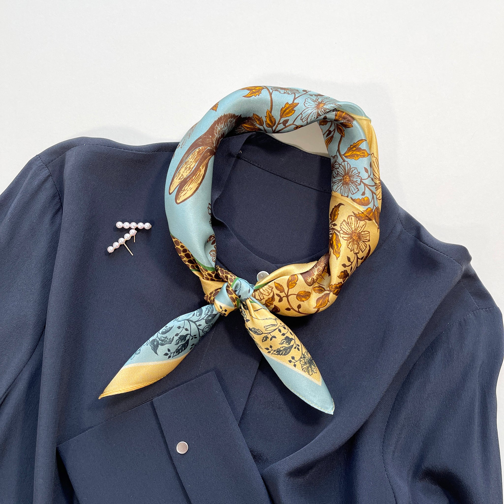 Vintage Vibe Bunny 100% Silk Scarf | Silk Bandana | Silk Hair Scarf | Silk Neckerchief