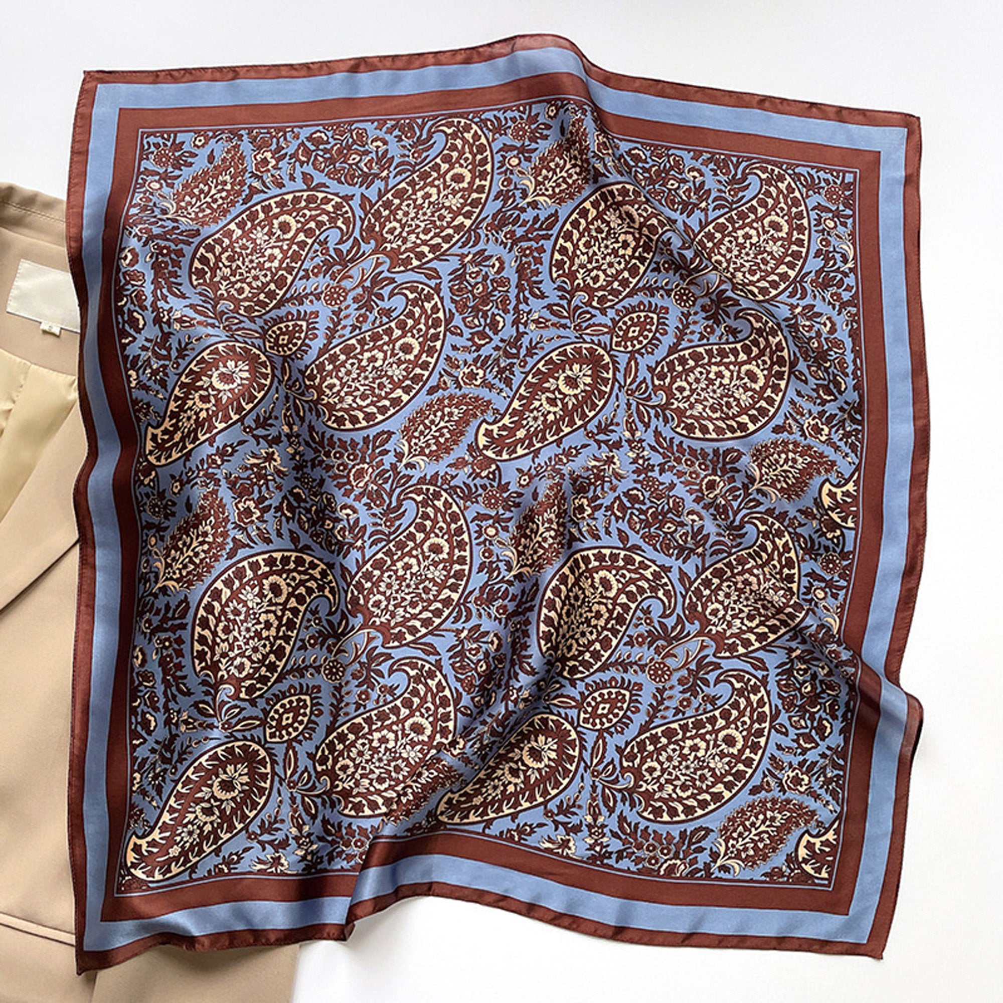 68x68cm Classic Paisley 100% Silk Scarf for Men & Women | Silk Bandana | Silk Neckerchief | Silk Hair Scarf | Silk Neck Scarf