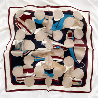 53 Bauhaus Print Silk Bandana Scarf | 100% Silk Neckerchief | Silk Hair Scarf