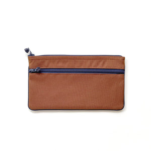 recycled double zipper wallet purse in brown