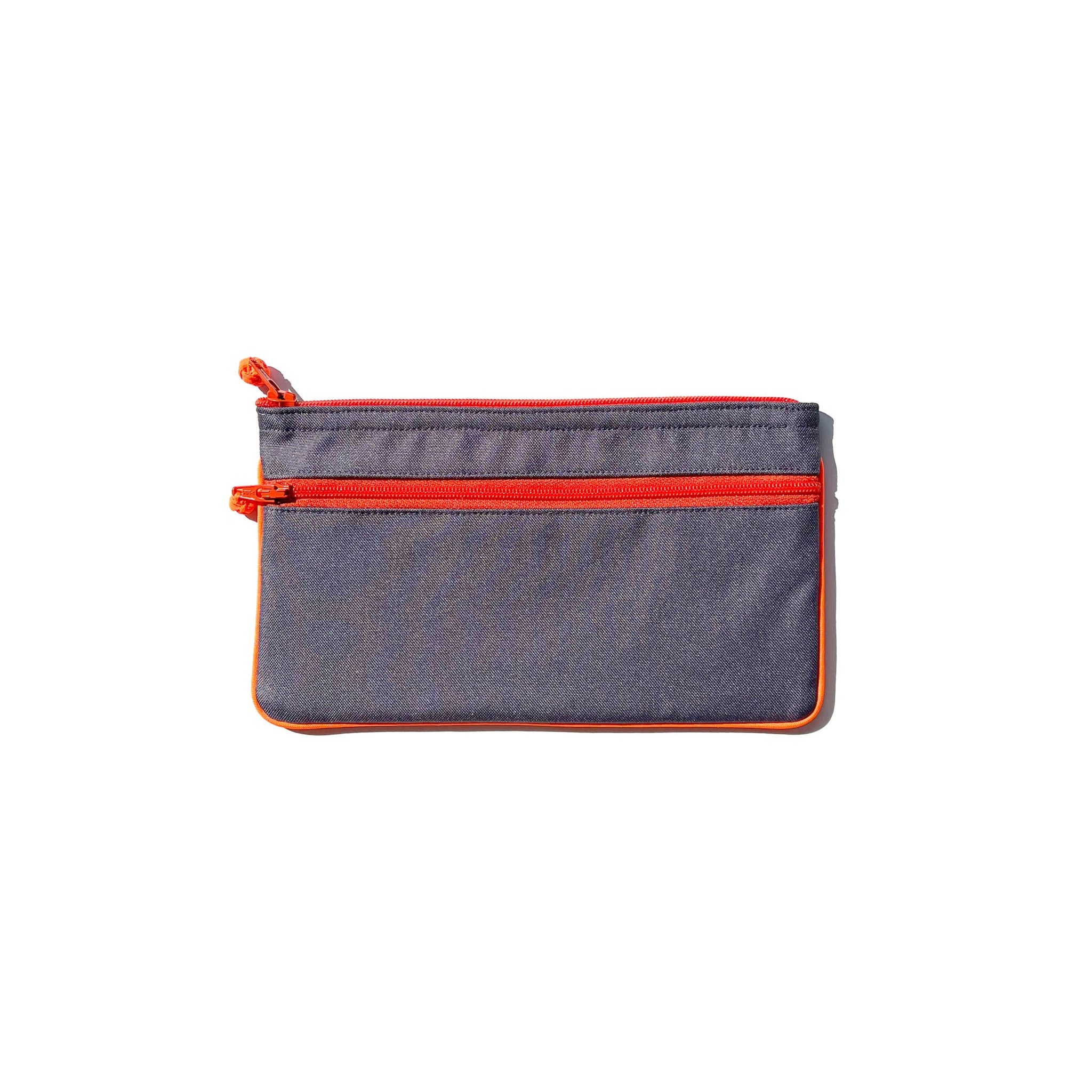 recycled double zipper wallet purse in grey