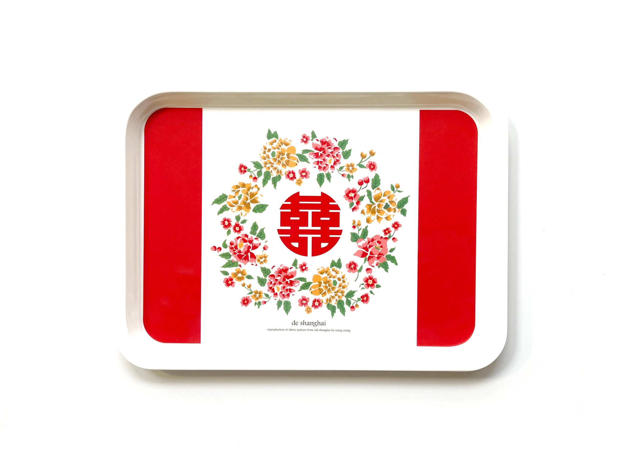 Vintage Pattern Chinese Character Melamine Tray | Love birds