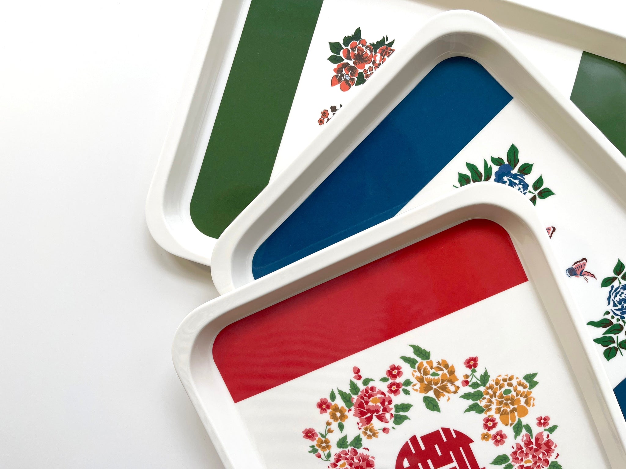 Vintage Pattern Chinese Character Melamine Tray | Peacock