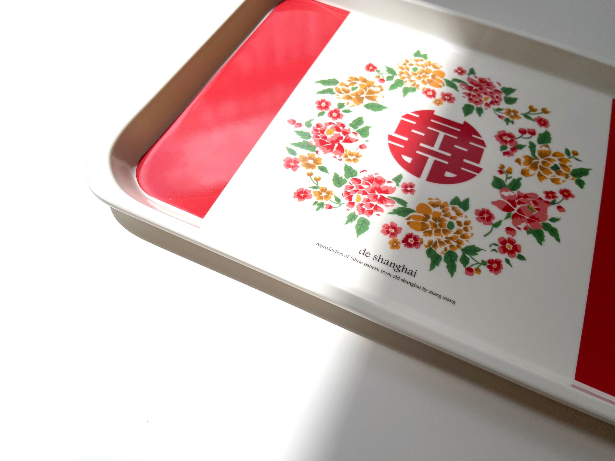 Vintage Pattern Chinese Character Melamine Tray | Love birds