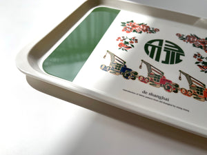 Vintage Pattern Chinese Character Melamine Tray | Forest green