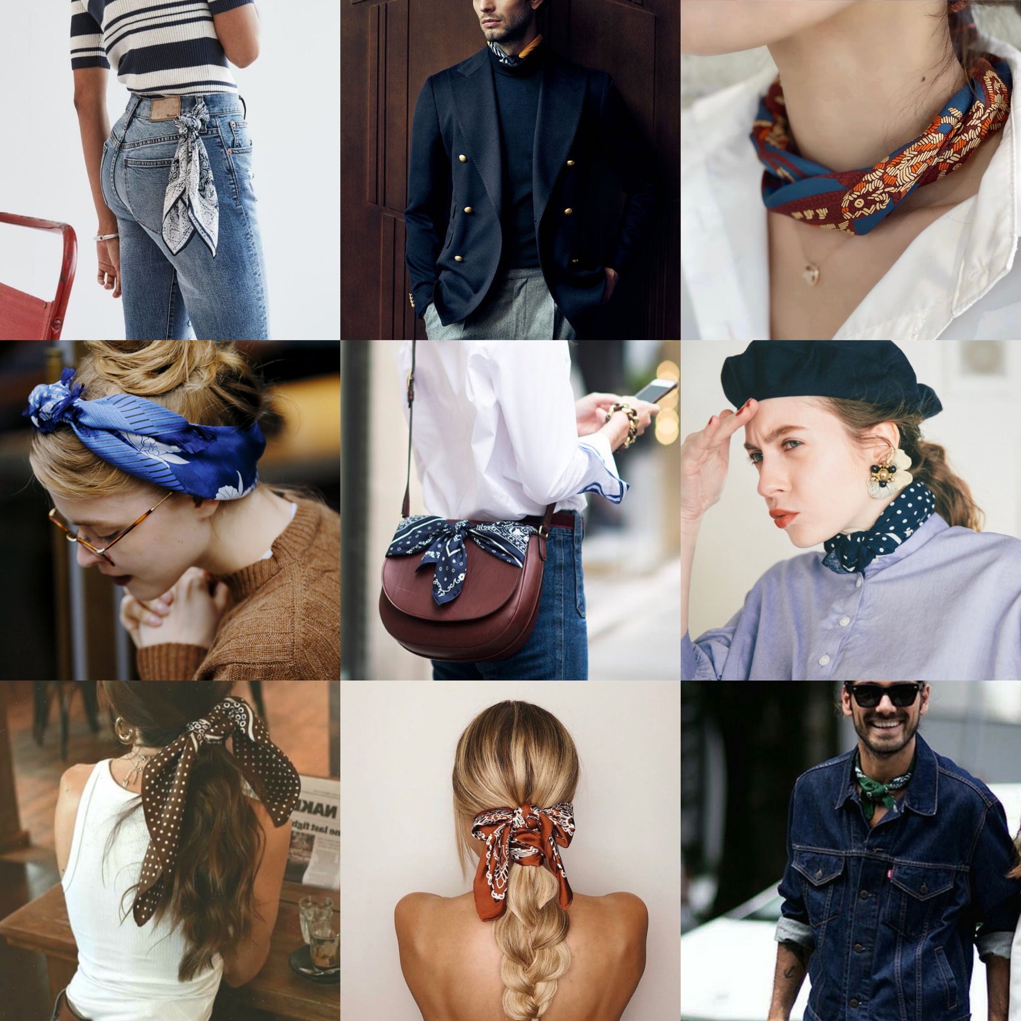 different ways to style a small silk scarf