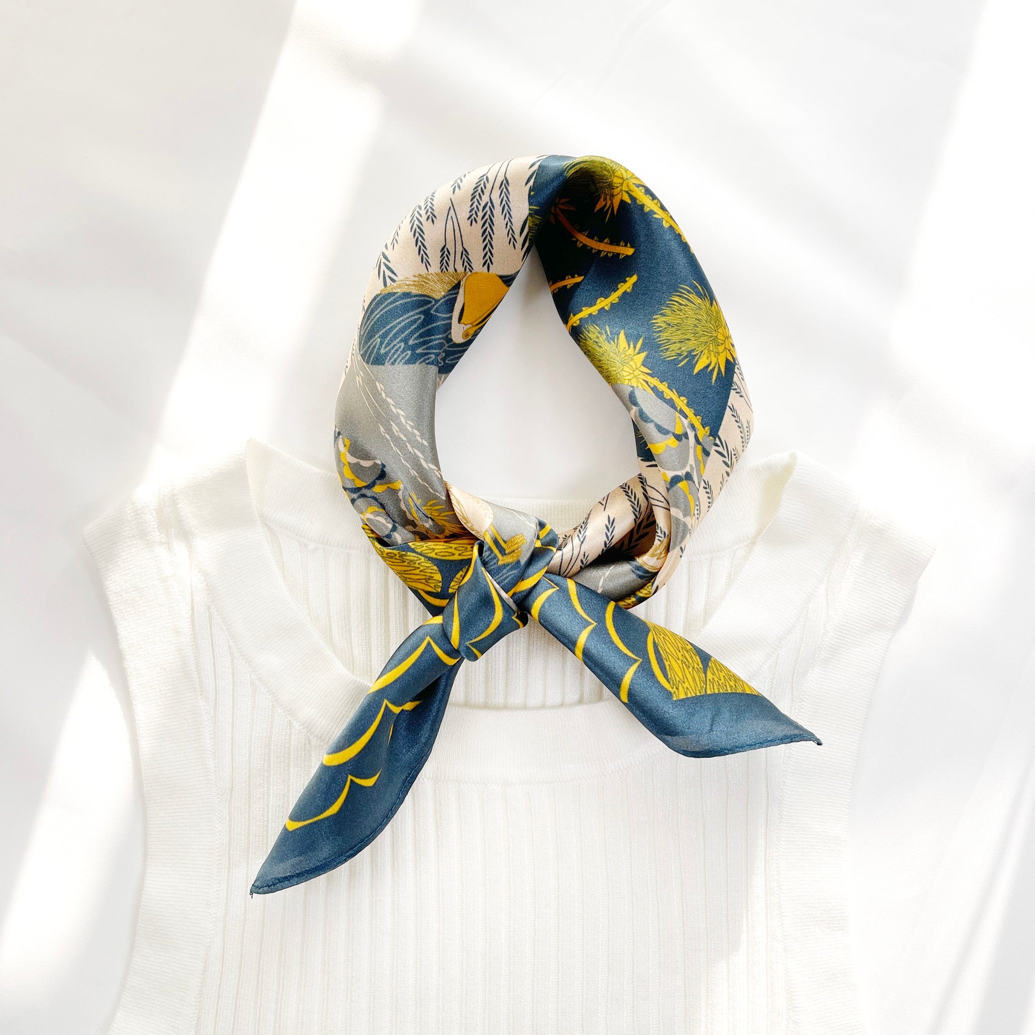 Orion Blue Happy Pelicans 100% Silk Scarf | Silk Bandana | Silk Hair Scarf | Silk Neckerchief