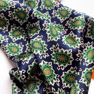 Classic Paisley 100% Silk Neckerchief | Silk Bandana | Silk Hair Scarf | Small Silk Scarf