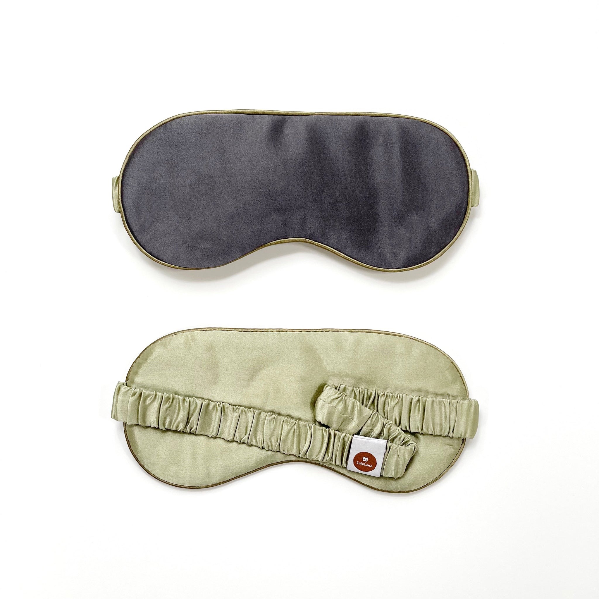 grey and pea green silk eye mask