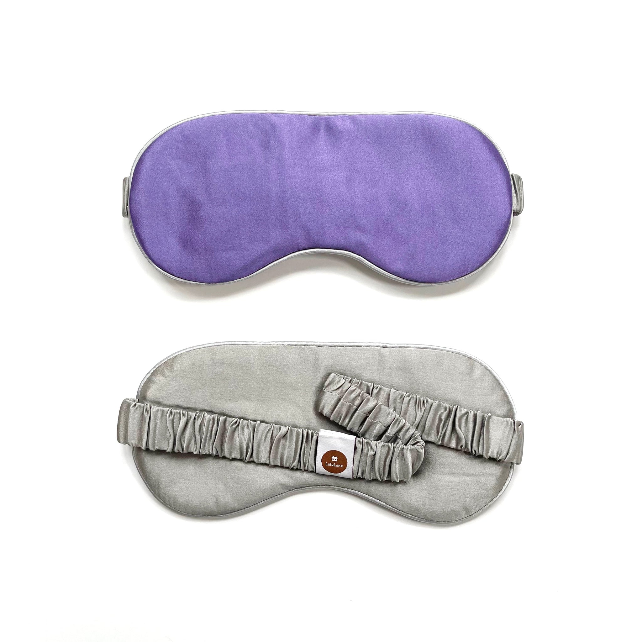 purple and light grey silk eye mask